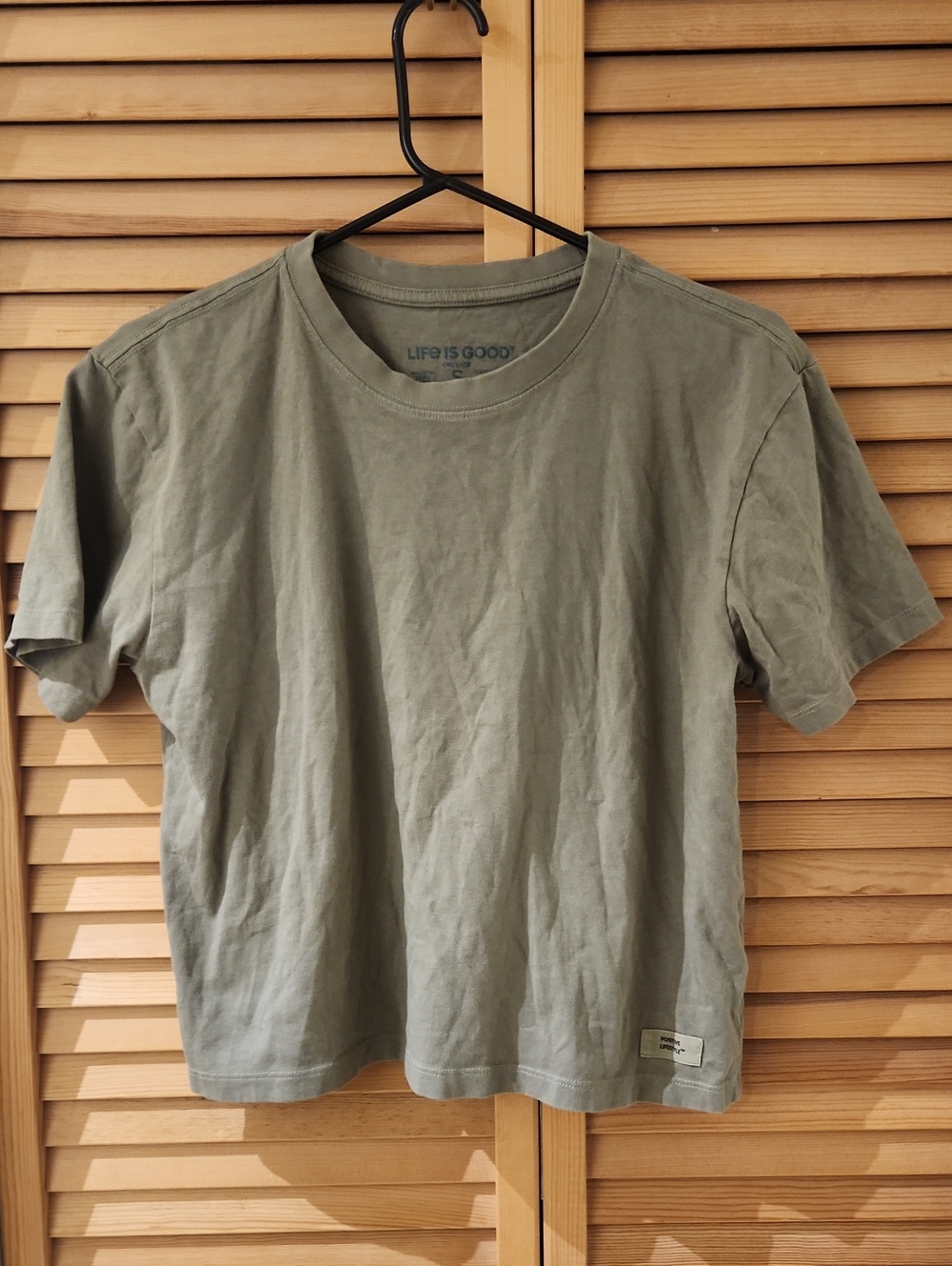 Life Is Good Solid Short Sleeve Crusher Boxy Tee Womens Small Moss Green